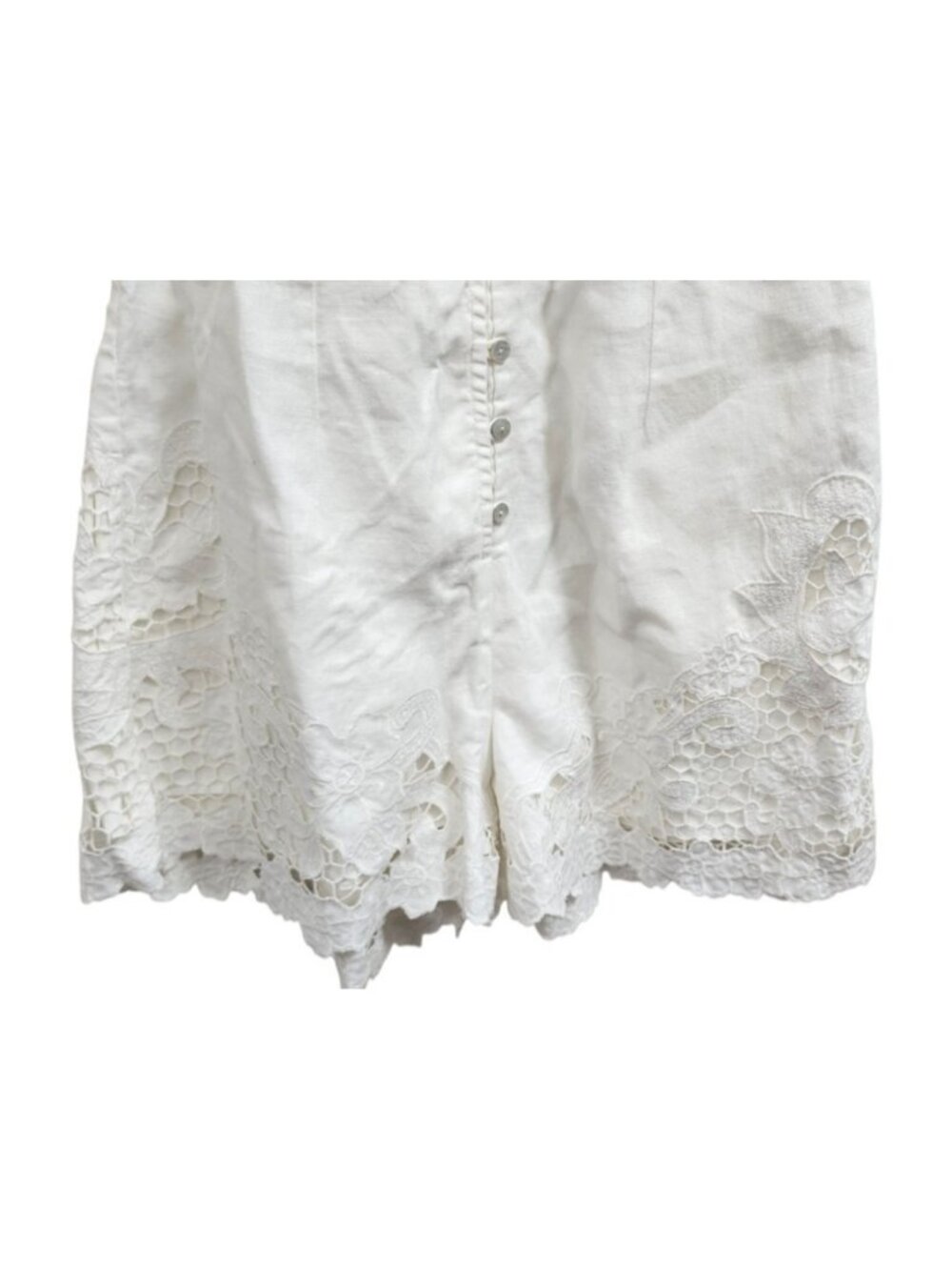 Zimmermann White Linen Lace Romper Playsuit Size 0 /US 4 Floral Embroidered Boho - Picture 4 of 15